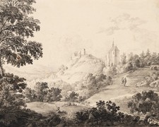 Giechburg und Gügelkirche, Federzeichnung Romantik 1800-1849 Unbekannt (19.Jhd)