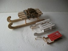 3 x Holzschlitten f Barbie Monchhihi Diorama – OHNE PUPPE