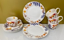 12 tlg. Kaffeeservice mit Blumen  NEU Geschirr aus Porzellan toll für den Herbst