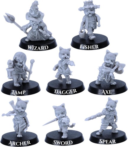 Cat folk miniatures - miniatures, set