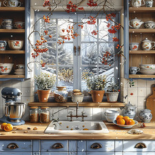 Deko Bild Fenster Küche Rustikal Winter Landschaft Wandbild Wanddeko Wandfliese