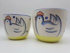 2 x Keramik Blumentopf Übertopf mit Hennen 12 und 14 cm Cachepot