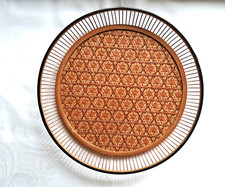 Rundes Serviertablett/Servierteller aus Rattan Bambusgeflecht Vintage Boho-Style