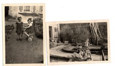2 alte Fotos Kinder im Garten