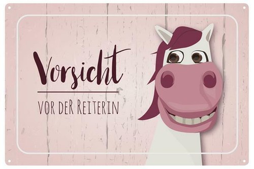 Blechschild vorsicht reiterin - blechschild,