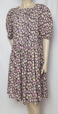 Laura Ashley Sommerkleid 40 42 schwarz rosa grün geblümt vintage Kleid Baumwolle