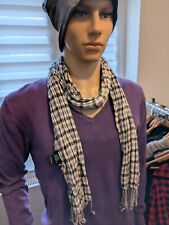 Herren Damen Schal Schwarz Weiß Gestreift Kariert Tuch Treesome