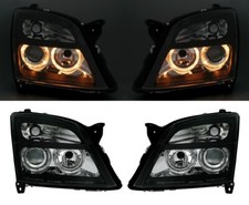 Angel Eyes Scheinwerfer Set für Opel Vectra C + Signum in Klarglas Schwarz H7