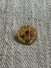 DRK Kreuzbrosche mit Rubin 925 Silber vergoldet