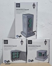 Außensteckdose in Steinoptik (4-fach) Gartensteckdose IP44 Dämmerungssensor