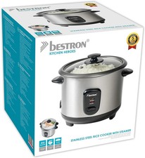 Bestron ARC100 Reiskocher Edelstahlreiskocher mit Dampfgarer 1L Silber