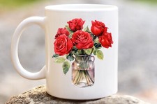 Aquarell Rote Rose Tasse