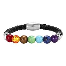 Damen Armband "Chakra" Edelsteine mit Lederband, 6cm