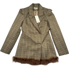 Mochy Damen Karo Blazer Jacke