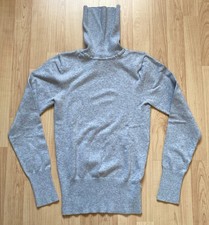 Damen- Rolli, Rollkragen-Pulli Gr. M Fishbone hellgrau Basic Langarm Feinstrick