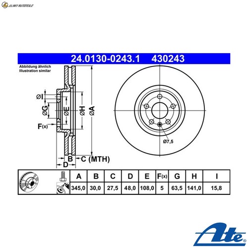 Bremsscheibe 0130 0243 1 - 2x, 24.0130-0243.1