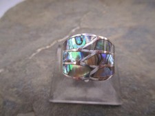 Edler Band Ring 925 Sterlingsilber Perlmutt Abalone bunt schillernd  Rg 58/18