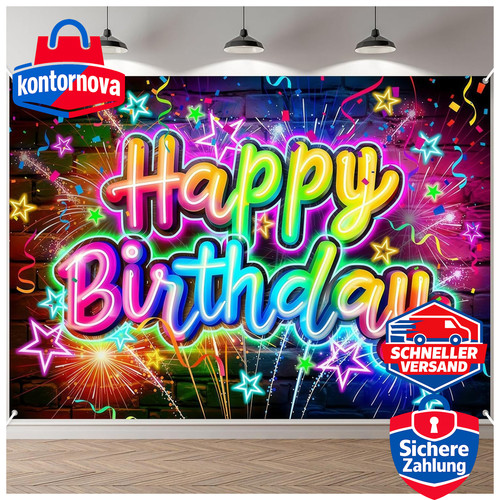 Geburtstagsbanner neon happy - geburtstagsbanner,
