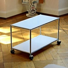 * Orig. USM Haller Lowboard 75x35cm TV Bank Sideboard Weiß Reinweiß * Rollen *