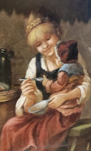 Gemälde mutter kind - gemälde, signiert