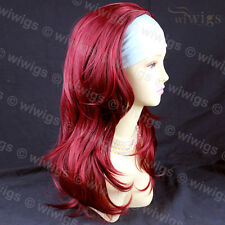 Wiwigs lang gewellt Lagenlook 3/4 Perücke Herbst Haarteil Burgunderrot Mix 