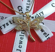 Anhänger Libelle 18K Vergoldet Halskette Damen Kette Schmuck Geschenk Liebe