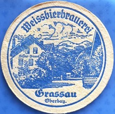 Alter Bierdeckel Weissbierbrauerei Grassau Oberbay. um 1940-50
