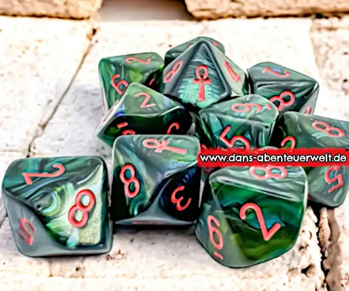 Würfelset scarab jade red - würfelset, jade/red