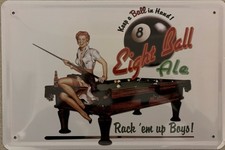 Retro Blechschild Billard Eight Ball 30 x 20 cm, Vintage