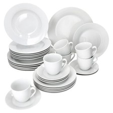 30tlg Kombiservice Tommy weiß Porzellan 6 Personen Tassen Untertassen Teller 