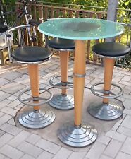 Stehtisch Set mit hochwertige Satinato Glasplatte und Hocker
