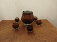 Vintage Bowleset aus Rauchglas