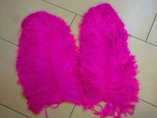 2 pink Straußen Federn gedoppelt (4) lockig curly Karneval Travestie Burlesque