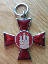 Original Orden Hamburg / Hamburger Hanseatenkreuz / intakte Emaille