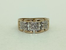 585 Gold Ring 14K Gelbgold Weißgold 3,1 g Diamant Ring RG 56 - 17,8 mm 9637