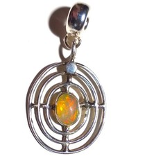 Natur Opal ECHTER Kristallopal Anhänger  925 Sterling Silber Vollopal