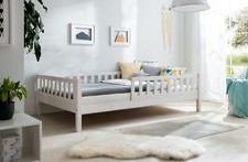 ANGEBOT Bodenbett "Mio" inkl. Rollrost B-WARE Kiefer massiv weiss 120x200 cm