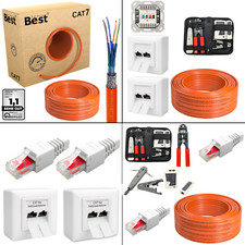 CAT.7 Verlegekabel LAN Netzwerkkabel Kupfer Gigabit 1000MHz AWG25 10–400m