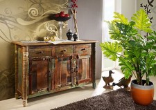 Kommode Massivholz Sideboard Anrichte mehrfarbig massiv Holz Altholz recycelt