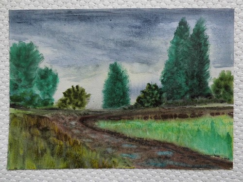Aquarell landschaft regentag - aquarell,