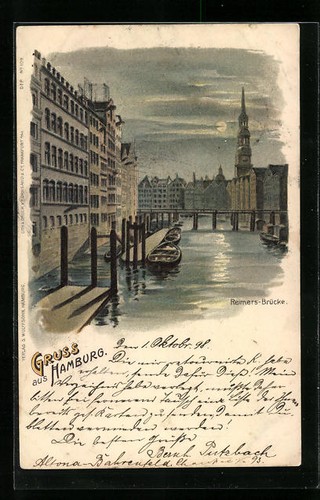 Lithographie alt hamburg - lithographie, alt-hamburg