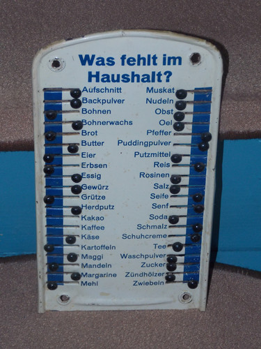 Alte einkaufsliste aus blech - alte,