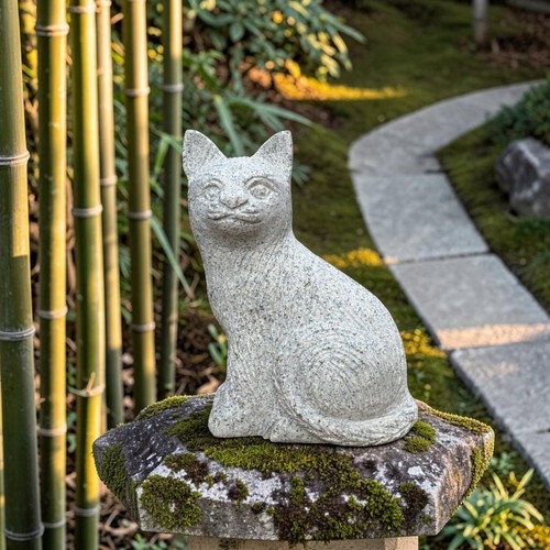 Granit katze steinfigur - granit,