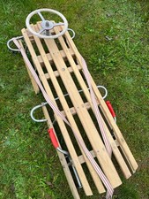 Schlitten Lenkschlitten Holz Bob DDR