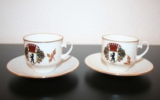 Weimarer Porzellan, Goldrand, 2 Vintage Mokka Sammeltasse, Berlin Wappen