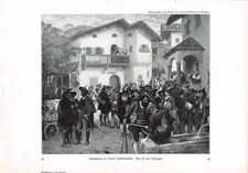 Sammlung der Tiroler Aufständischen - Defregger - Kunstdruck von 1911 ~21x30cm