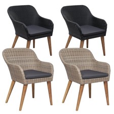 2 Stk. Gartenstühle mit Polstern Poly Rattan Stuhl Garten Sessel Rattanstühle DE