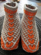 Booties, Bettschuhe, Hausschuhe, Hüttenschuhe, Socken, gestrickt, Gr. 36-38