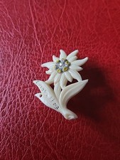  Alte Anstecknadel Hutnadel Wandernadel Brosche Edelweiß Mit Stein
