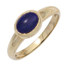 Ring Damenring mit Lapislazuli oval blau dunkelblau, 585 Gold Gelbgold Goldring
